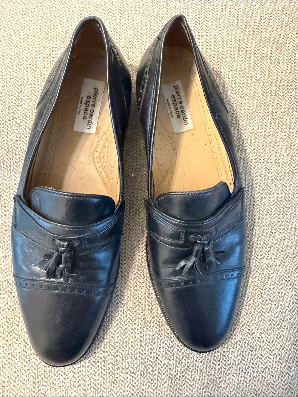 Pierre Cardin Black Leather Tassel Penny Loafers
